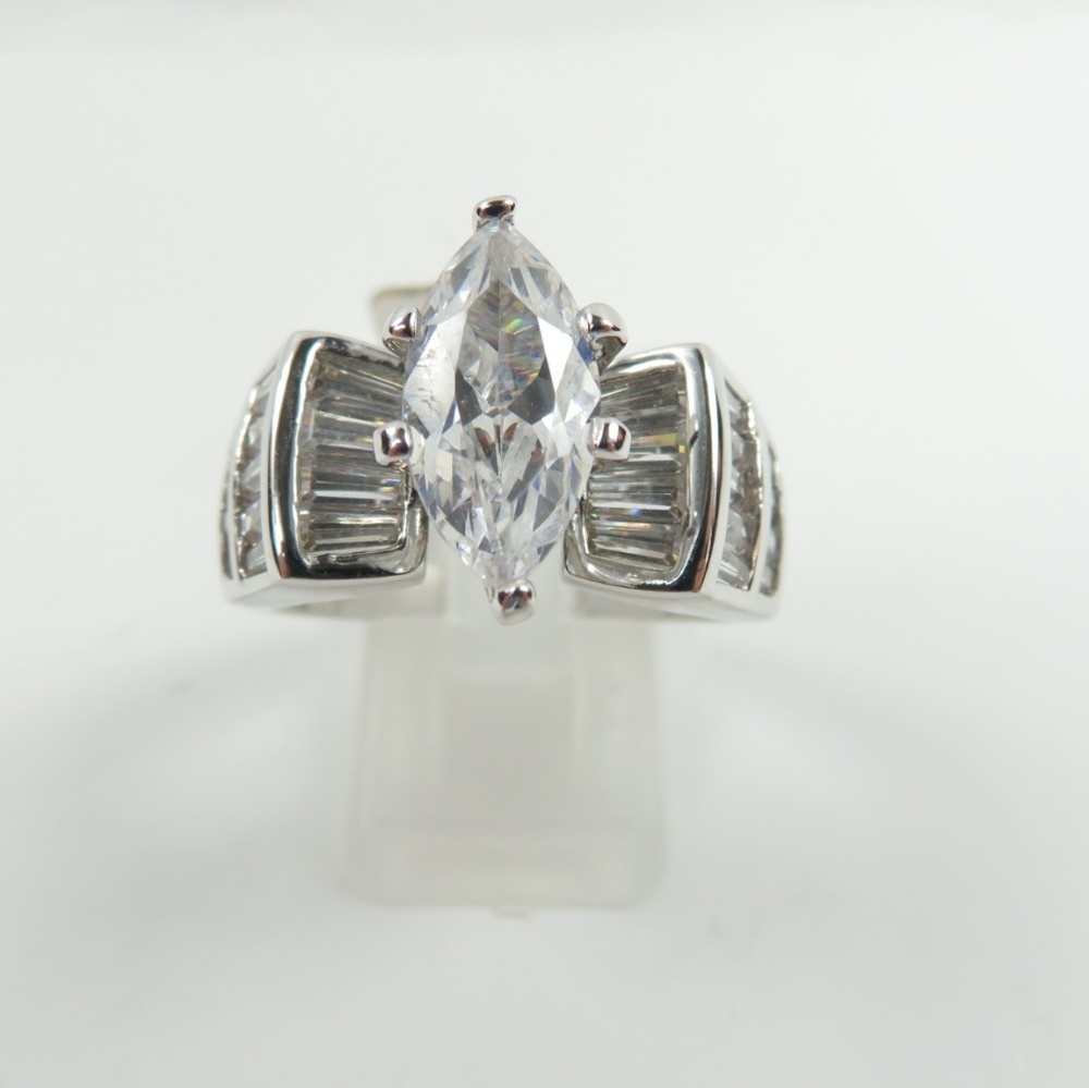 925 Silver Marquise Cut CZ Ring